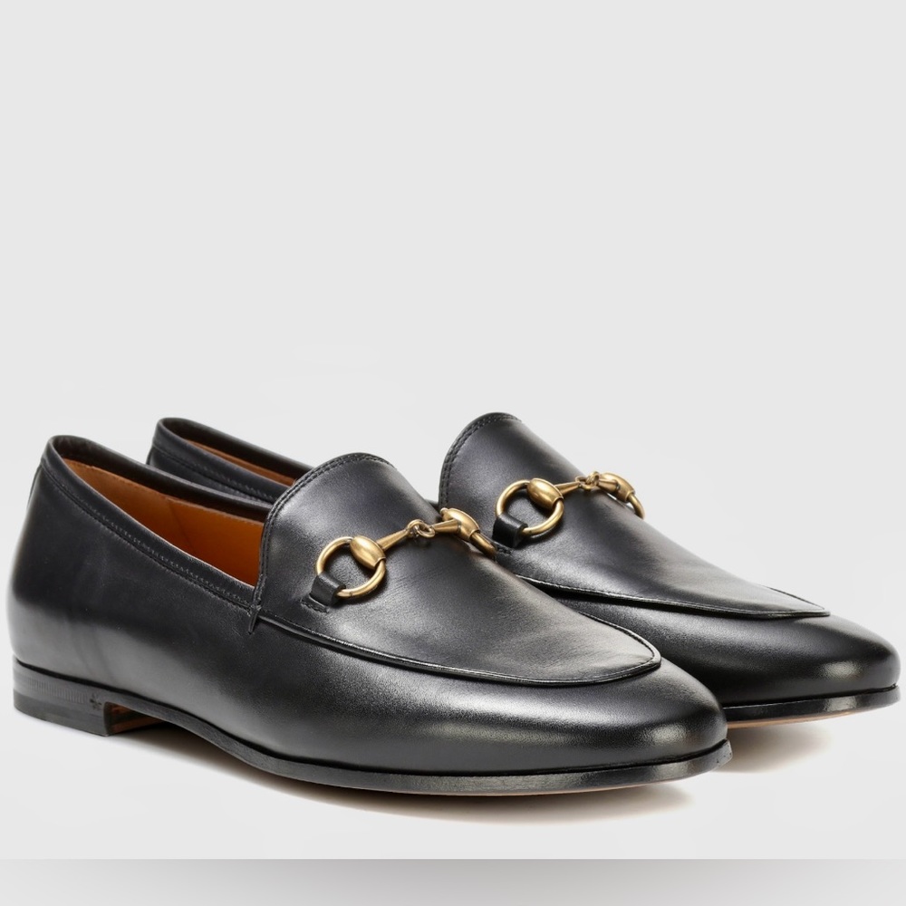 Gucci Jordaan Bit Loafer Women’s Black Leather Horsebit 39 8 Flats